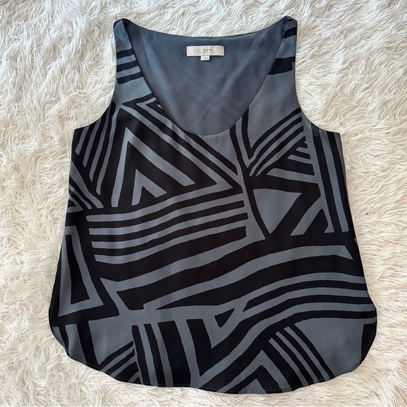LOFT Black & Gray Geometric Print Tank Top – Size S - Picture 6 of 13